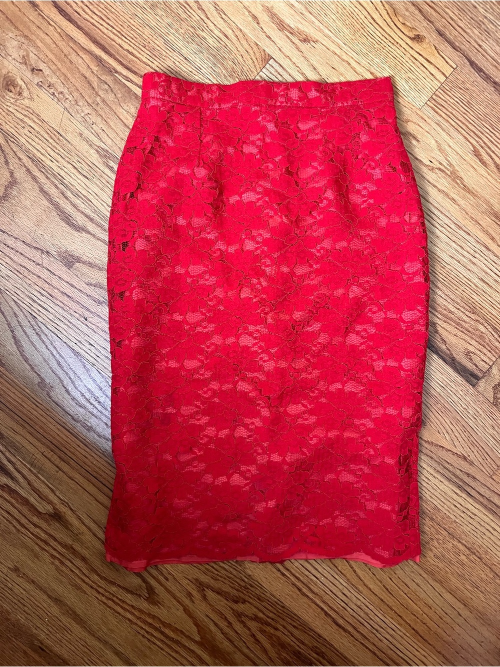 Vintage Red Lace Pencil Skirt